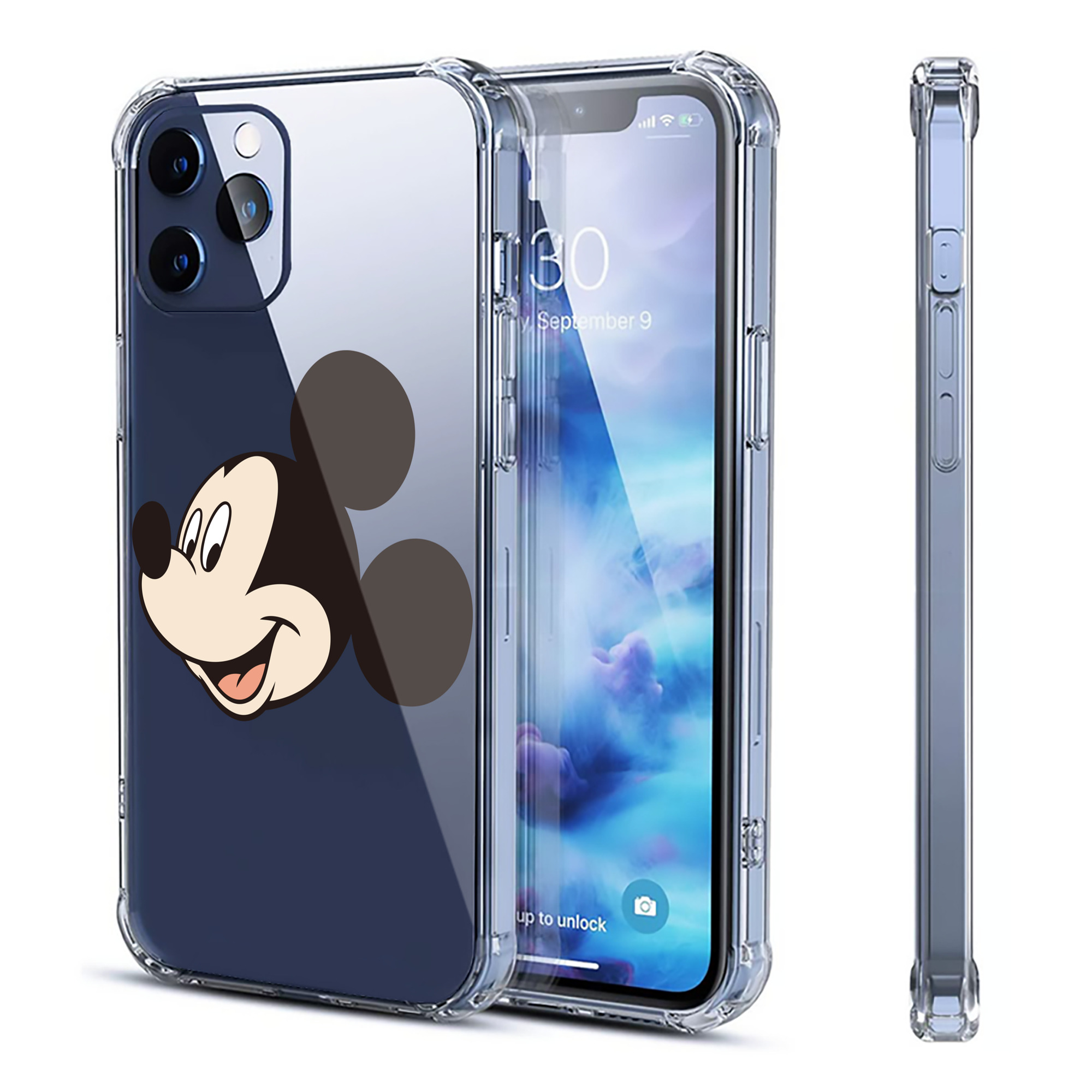 （画像用） ミッキーマウス Mickey Mouse 【iPhone 12シリーズ対応】透明スマホケース（クリアソフトケース）